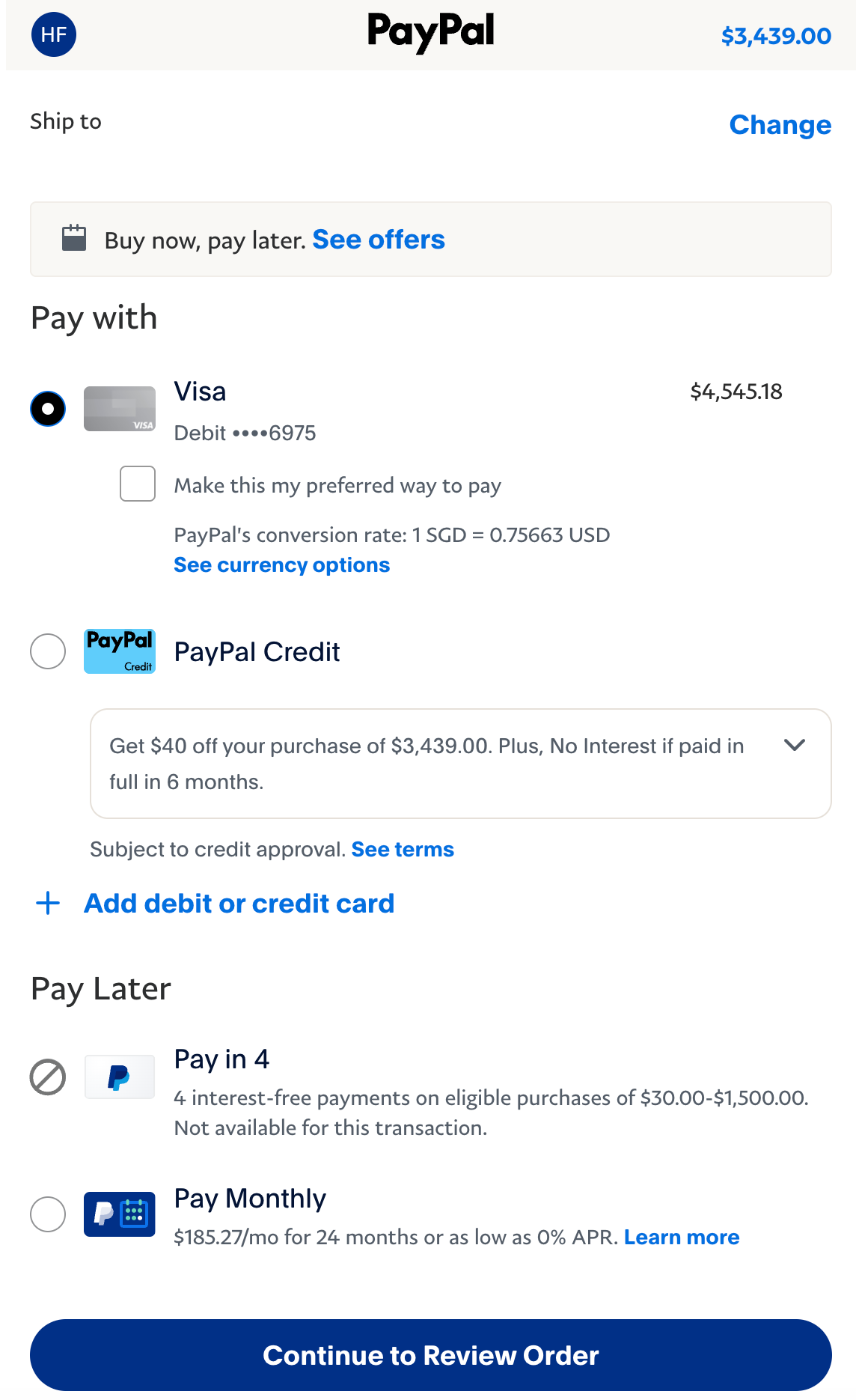 PayPal login step