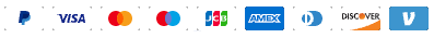 PayPal, Visa, Mastercard, Maestro, JCB, AMEX, Diners, Discover, Venmo